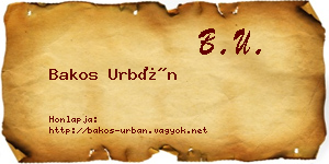 Bakos Urbán névjegykártya